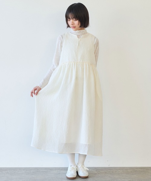 bulle de savon(ビュルデサボン)の「おはなダイヤジャカード ワンピース(ワンピース・レディース・ホワイト/ブラック・FREE)」の5枚目の写真