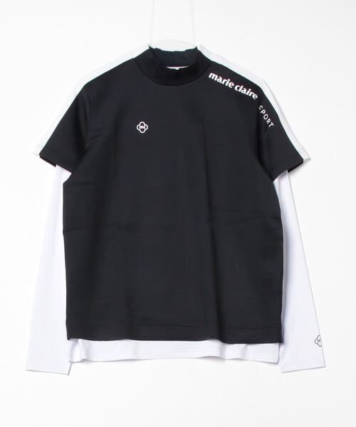 marie claire(マリ・クレール)の「マリ クレール 半袖モックネックアンダーセット(Tシャツ/カットソー・レディース・ブラック/ホワイト・XL/L/M)」の2枚目の写真