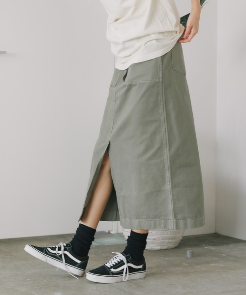 Gramicci（グラミチ）の「Gramicci/グラミチ LONG BAKER SKIRT スカート 2026年春夏（スカート・レディース・ベージュ/ネイビー/ライトカーキ/ブラック/オリーブ・S/M/L）」の5枚目の写真