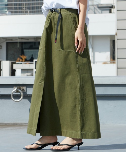 Gramicci（グラミチ）の「Gramicci/グラミチ LONG BAKER SKIRT スカート 2026年春夏（スカート・レディース・ベージュ/ネイビー/ライトカーキ/ブラック/オリーブ・S/M/L）」の4枚目の写真