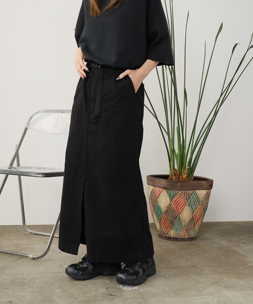 Gramicci（グラミチ）の「Gramicci/グラミチ LONG BAKER SKIRT スカート 2026年春夏（スカート・レディース・ベージュ/ネイビー/ライトカーキ/ブラック/オリーブ・S/M/L）」の6枚目の写真