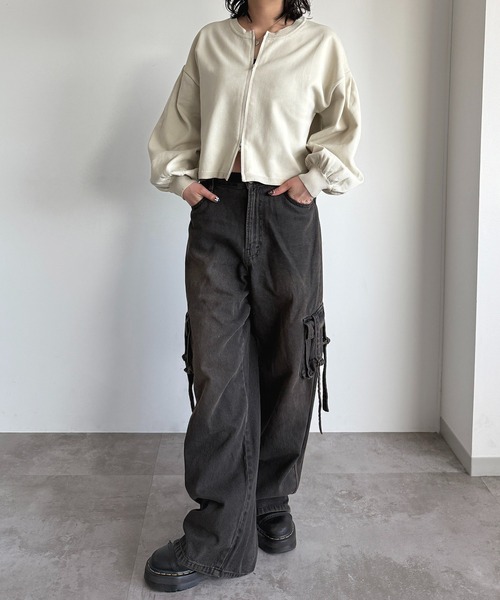 apres jour mignon(アプレジュールミニョン)の「WZIP袖ボリュームニット(ニット/セーター・レディース・アイボリー/ピンク/ブラック・フリー/X-LARGE)」の5枚目の写真