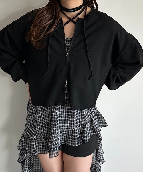 apres jour mignon(アプレジュールミニョン)の「WZIP袖ボリュームニット(ニット/セーター・レディース・アイボリー/ピンク/ブラック・フリー/X-LARGE)」の14枚目の写真