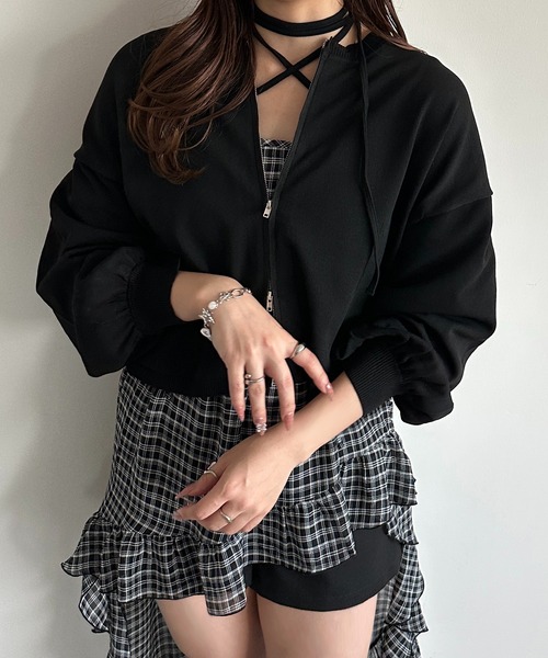 apres jour mignon(アプレジュールミニョン)の「WZIP袖ボリュームニット(ニット/セーター・レディース・アイボリー/ピンク/ブラック・フリー/X-LARGE)」の15枚目の写真