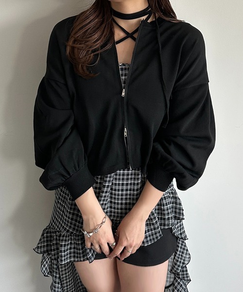 apres jour mignon(アプレジュールミニョン)の「WZIP袖ボリュームニット(ニット/セーター・レディース・アイボリー/ピンク/ブラック・フリー/X-LARGE)」の16枚目の写真