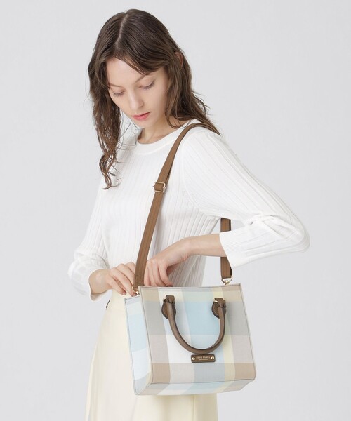 セール】クレストブリッジチェックキャンバススクエアミニトート