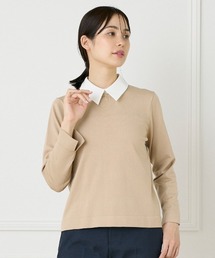 衿付きクルーネックプルオーバー