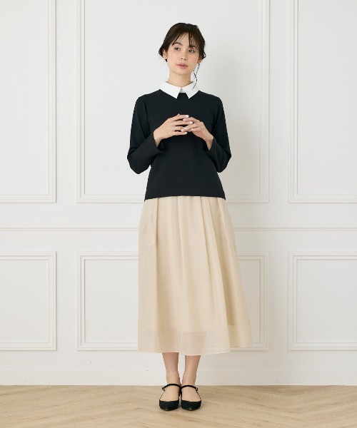 INED（イネド）の「衿付きクルーネックプルオーバー（ニット/セーター・レディース・ブラック/ベージュ・9号/11号）」の4枚目の写真