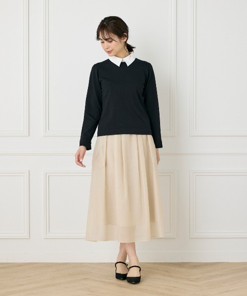 INED（イネド）の「衿付きクルーネックプルオーバー（ニット/セーター・レディース・ブラック/ベージュ・9号/11号）」の5枚目の写真