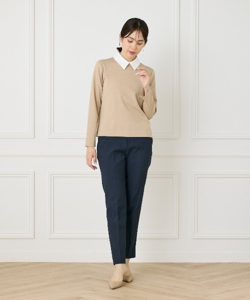 INED（イネド）の「衿付きクルーネックプルオーバー（ニット/セーター・レディース・ブラック/ベージュ・9号/11号）」の9枚目の写真