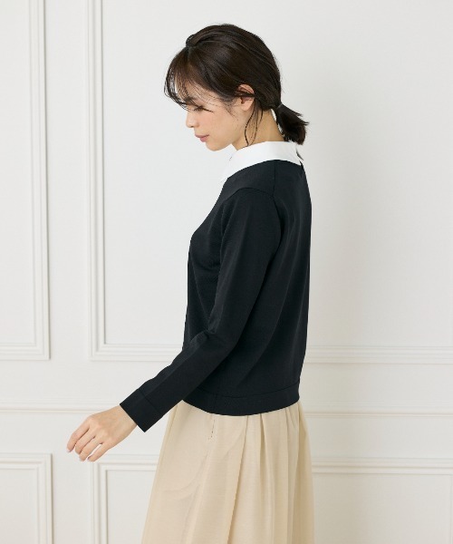 INED（イネド）の「衿付きクルーネックプルオーバー（ニット/セーター・レディース・ブラック/ベージュ・9号/11号）」の11枚目の写真