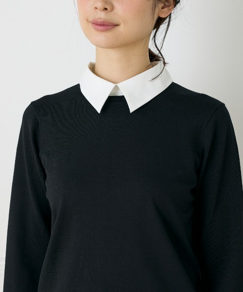 INED（イネド）の「衿付きクルーネックプルオーバー（ニット/セーター・レディース・ブラック/ベージュ・9号/11号）」の13枚目の写真