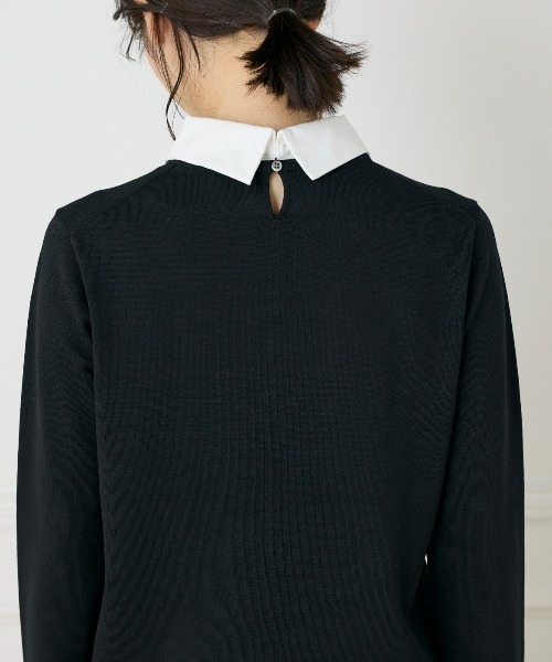 INED（イネド）の「衿付きクルーネックプルオーバー（ニット/セーター・レディース・ブラック/ベージュ・9号/11号）」の16枚目の写真