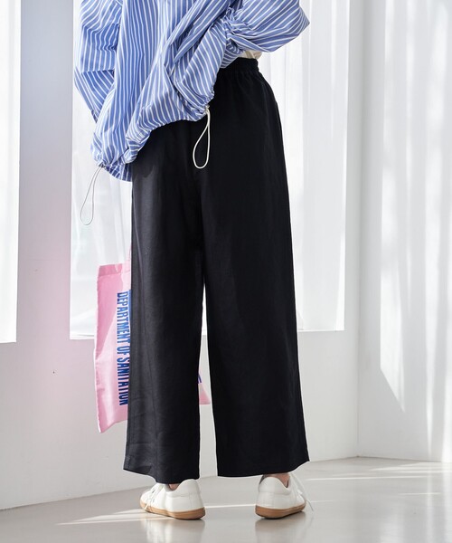 coen（コーエン）の「接触冷感リネンレーヨンワイドパンツ（WEB限定サイズ）（スラックス・レディース・ブラック/オリーブ/ベージュ/コバルトブルー・S/M/L/XL）」の19枚目の写真