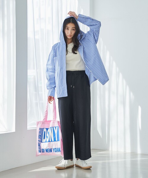 coen（コーエン）の「接触冷感リネンレーヨンワイドパンツ（WEB限定サイズ）（スラックス・レディース・ブラック/オリーブ/ベージュ/コバルトブルー・S/M/L/XL）」の21枚目の写真