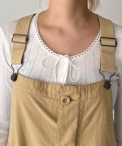 CANAL JEAN(キャナルジーン)の「Lakey Park ヘリンボーンサロペット(つなぎ/オールインワン・レディース・ベージュ・ONE SIZE)」の10枚目の写真