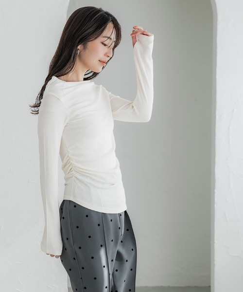 coca(coca)(コカ)の「リブオフショルダートップス(Tシャツ/カットソー・レディース・ホワイト/ベージュ/ブラック/グレー・S/L/M)」の9枚目の写真