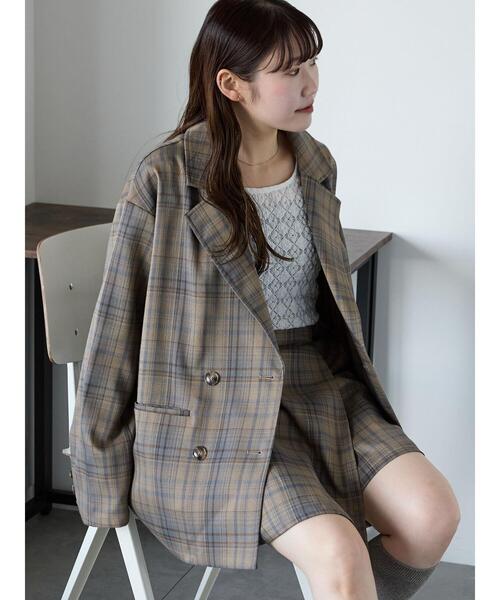 ehka sopo(エヘカソポ)の「バックリボンダブルジャケット(ノーカラージャケット・レディース・ベージュ/モカ/グレー・F)」の3枚目の写真