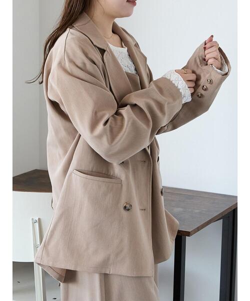 ehka sopo(エヘカソポ)の「バックリボンダブルジャケット(ノーカラージャケット・レディース・ベージュ/モカ/グレー・F)」の11枚目の写真