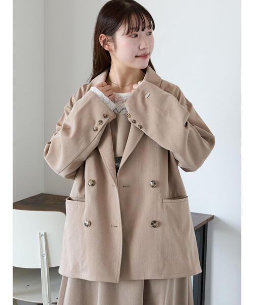 ehka sopo(エヘカソポ)の「バックリボンダブルジャケット(ノーカラージャケット・レディース・ベージュ/モカ/グレー・F)」の14枚目の写真