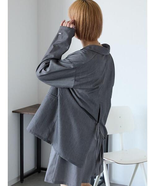 ehka sopo(エヘカソポ)の「バックリボンダブルジャケット(ノーカラージャケット・レディース・ベージュ/モカ/グレー・F)」の21枚目の写真