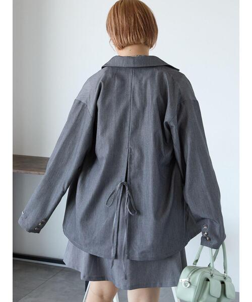 ehka sopo(エヘカソポ)の「バックリボンダブルジャケット(ノーカラージャケット・レディース・ベージュ/モカ/グレー・F)」の22枚目の写真