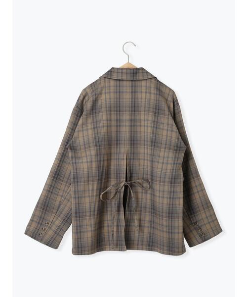 ehka sopo(エヘカソポ)の「バックリボンダブルジャケット(ノーカラージャケット・レディース・ベージュ/モカ/グレー・F)」の4枚目の写真