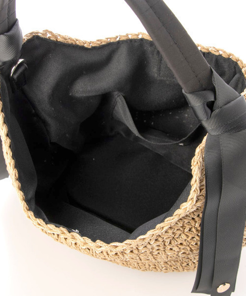 cache cache（カシュ カシュ）の「カシュカシュ cachecache / 下がりグログランクロッシェ2wayミニトート（かごバッグ・レディース・ブラック/グレー/マスタード/グリーン/ブラウン・FREE）」の9枚目の写真