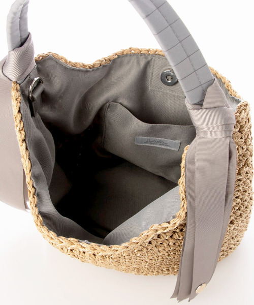 cache cache（カシュ カシュ）の「カシュカシュ cachecache / 下がりグログランクロッシェ2wayミニトート（かごバッグ・レディース・ブラック/グレー/マスタード/グリーン/ブラウン・FREE）」の15枚目の写真