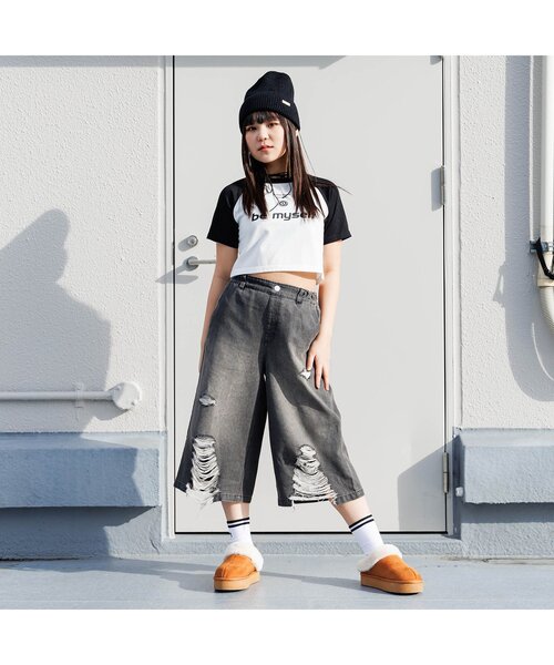 algy(アルジー)の「クロップドラグラン半袖T(Tシャツ/カットソー・キッズ・オフホワイト/サックスブルー/ブラック・MEDIUM/SMALL/X-SMALL/XX-SMALL)」の4枚目の写真