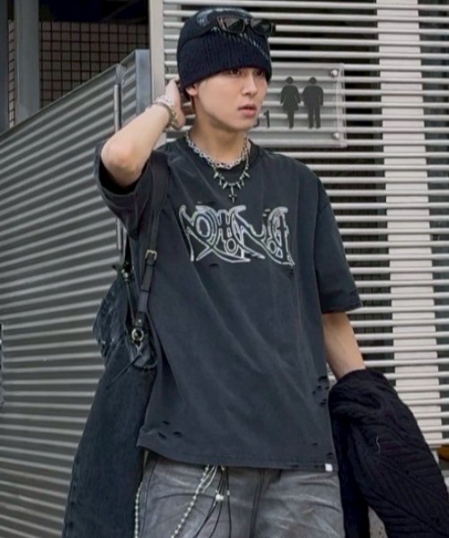 【NOMANUAL】 ECDYSIS DAMAGED T-SHIRT ♥2Colors ECDYSIS DAMAGED T-SHIRT - WASHED BLACK - nomanual | 60