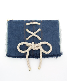 Ray BEAMS | Ctrl freak / デニム レースUP クラッチ(クラッチバッグ)