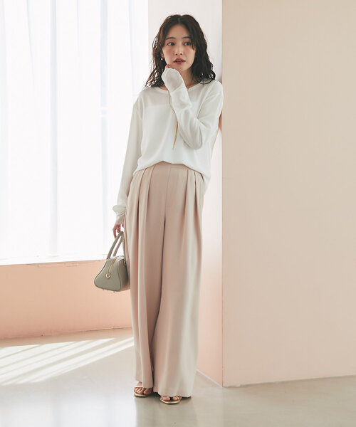 La boutique BonBon(ラブティックボンボン)の「【万能インナー】ライトストレッチジョーゼットコンビブラウス(シャツ/ブラウス・レディース・ライトグレー/ホワイト/チャコールグレー・FREE)」の13枚目の写真