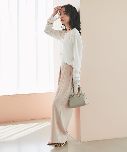 La boutique BonBon(ラブティックボンボン)の「【万能インナー】ライトストレッチジョーゼットコンビブラウス(シャツ/ブラウス・レディース・ライトグレー/ホワイト/チャコールグレー・FREE)」の16枚目の写真