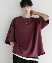 ウール ロング ドレープ ブラウス カットソー 赤 レッド ギャザー 素敵 毛 ウール ロング ドレープ ブラウス カットソー 赤 レッド