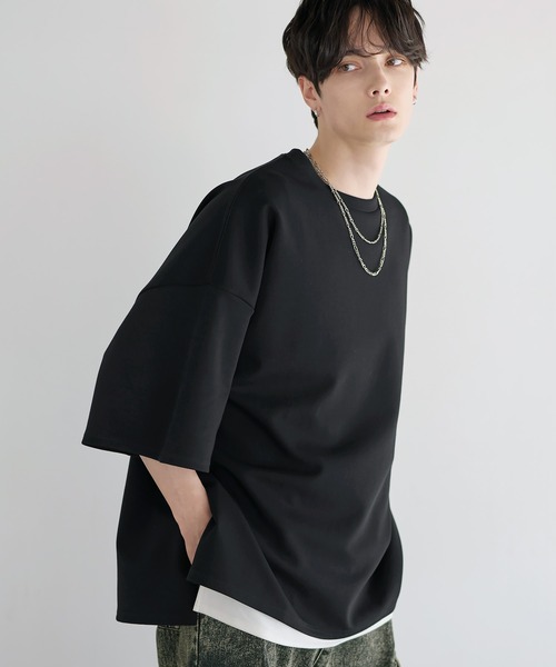 サイドスリットコットンポンチビッグシルエットシルケットライク