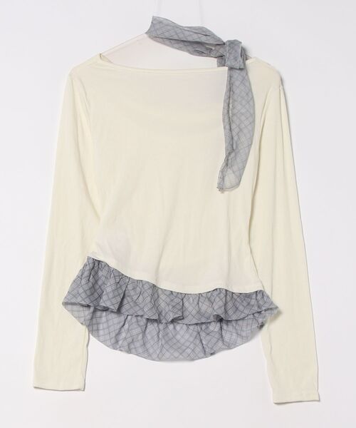 frunco（フランコ）の「チェックタイチョーカー付きカットトップス（Tシャツ/カットソー・レディース・ホワイト/ブルー・FREE）」の3枚目の写真