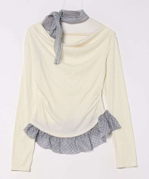 frunco（フランコ）の「チェックタイチョーカー付きカットトップス（Tシャツ/カットソー・レディース・ホワイト/ブルー・FREE）」の4枚目の写真