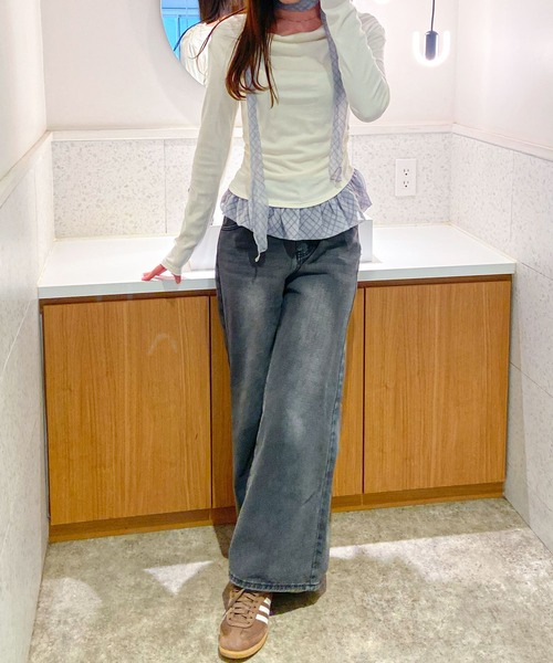 frunco（フランコ）の「チェックタイチョーカー付きカットトップス（Tシャツ/カットソー・レディース・ホワイト/ブルー・FREE）」の10枚目の写真