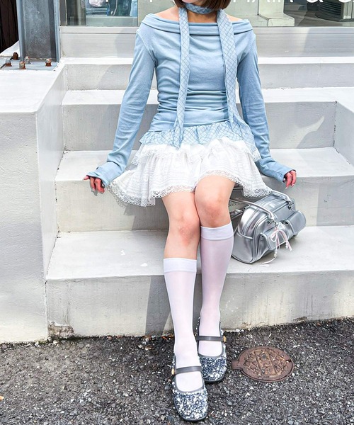 frunco（フランコ）の「チェックタイチョーカー付きカットトップス（Tシャツ/カットソー・レディース・ホワイト/ブルー・FREE）」の22枚目の写真