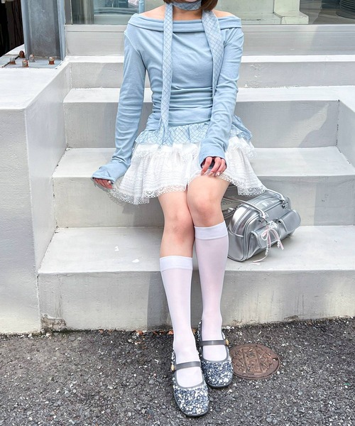 frunco（フランコ）の「チェックタイチョーカー付きカットトップス（Tシャツ/カットソー・レディース・ホワイト/ブルー・FREE）」の21枚目の写真