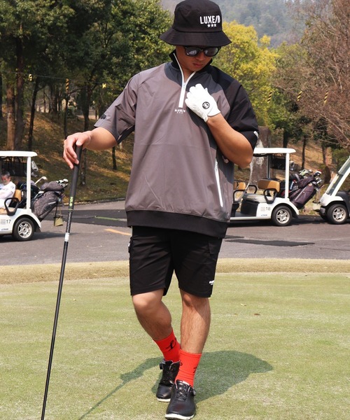 LUXE/R GOLF(ラグジュ ゴルフ)の「(RM)【LUXE/R GOLF】ストレッチ クロス ハーフジップ プルオーバー 半袖 シャツ(Tシャツ/カットソー・メンズ・グレー系/ホワイト×ブラック/ライトグレー系/ブラック×ホワイト・XL/L/M)」の6枚目の写真