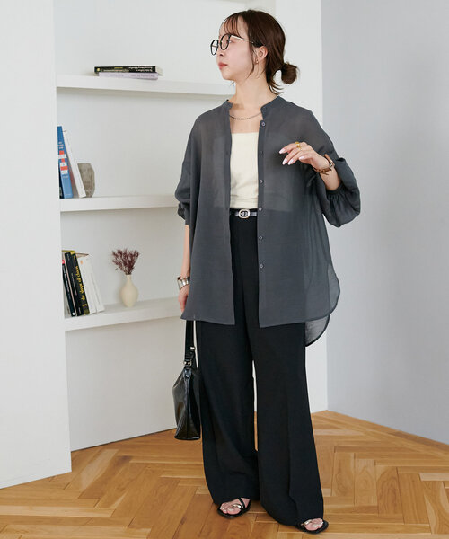 DISCOAT（ディスコート）の「フレアパンツ《WEB限定カラーあり》（スラックス・レディース・グレー/グレイッシュベージュ/アイボリー/ブラック/ライトグレー・SMALL/MEDIUM/LARGE）」の21枚目の写真