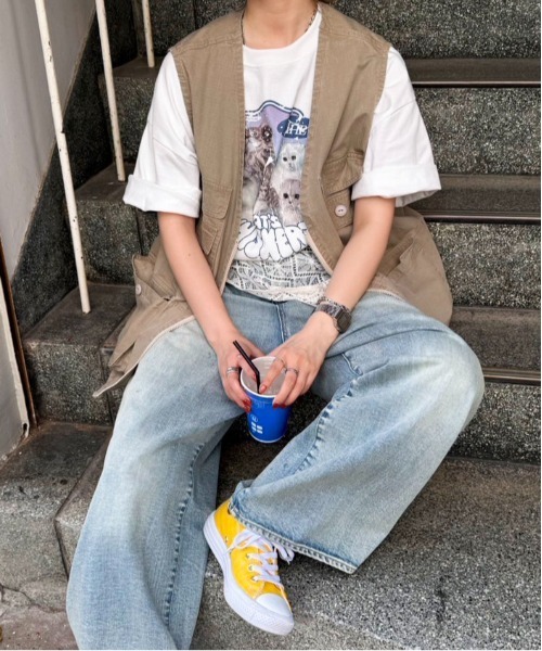 DOUBLE NAME（ダブルネーム）の「USED加工 ポケットワークベスト/ユニセックス（ベスト・レディース・ベージュ/ブラック系その他・FREE）」の22枚目の写真