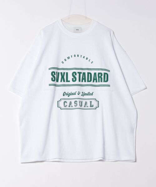 a.p.o.v.(エーピーオービー)の「a.p.o.v. ロゴパッチワーク&カレッジプリントオーバーサイズTシャツ(Tシャツ/カットソー・メンズ・ホワイト/ネイビー・ONESIZE)」の5枚目の写真