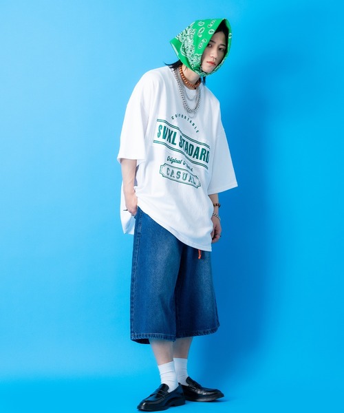 a.p.o.v.(エーピーオービー)の「a.p.o.v. ロゴパッチワーク&カレッジプリントオーバーサイズTシャツ(Tシャツ/カットソー・メンズ・ホワイト/ネイビー・ONESIZE)」の4枚目の写真