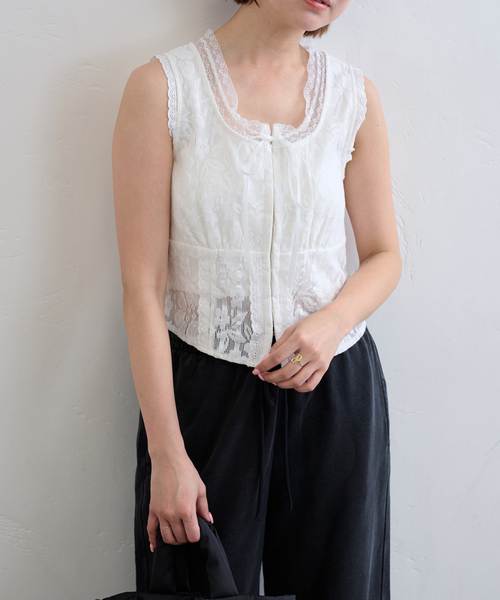 スピックアンドスパン　レースタンク　未使用 スピックアンドスパン レースタンク 未使用 レースタンク（タンク