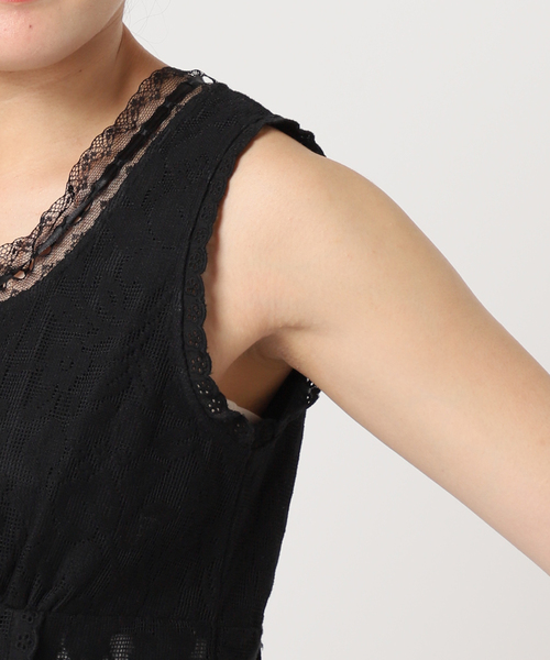 U by SPICK&SPAN ■黒 レース　トップス ストレッチレーススクエアネックトップス（その他トップス）｜U