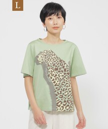 Tシャツ/カットソー（グリーン・カーキ/緑色系・レオパード柄