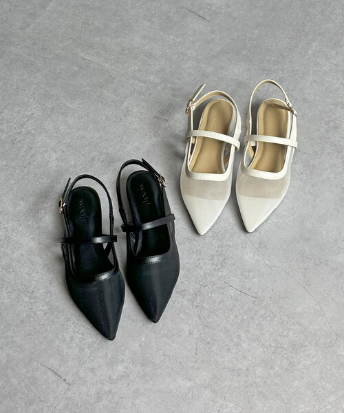 Thevon（ゼボン）の「シアーメッシュミュール（サンダル・レディース・ブラック/アイボリー・M/L）」の2枚目の写真